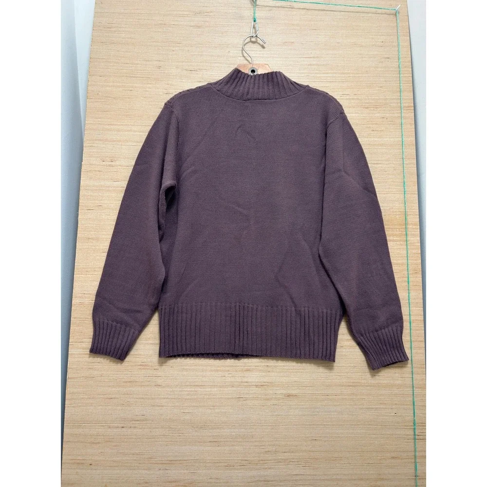 Lord‎ Isaacs Womens Mock Neck Pointelle Knit Sweater Mauve Purple Medium